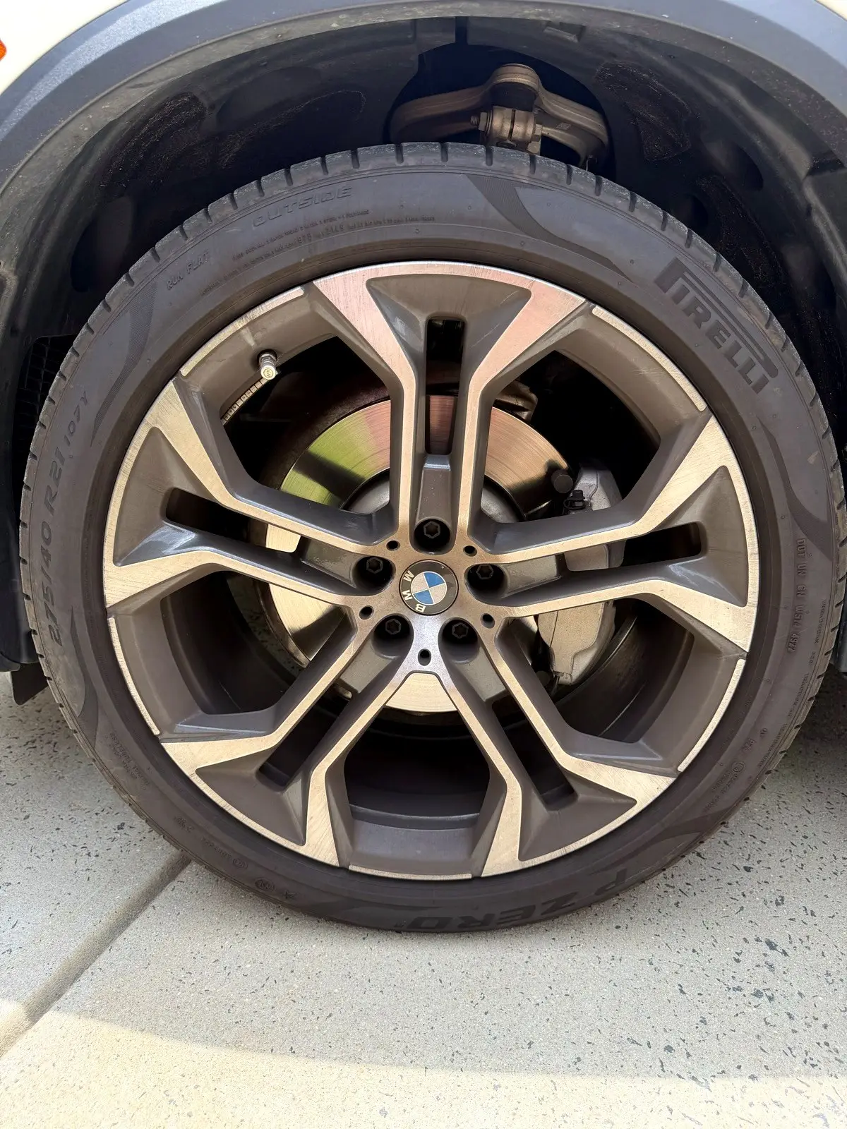 A cleaned alloy wheel and dressed tire